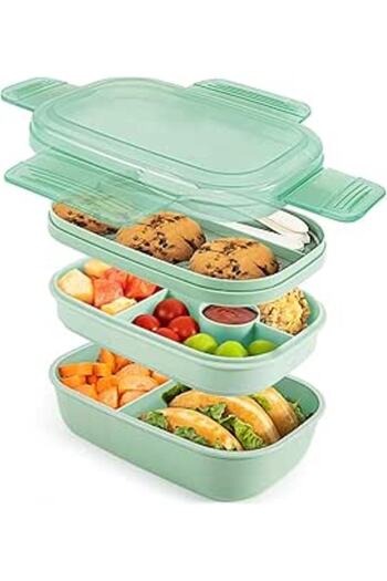 Generic U-HOOME Bento Box Adult Lunch Box - 72oz Stackable Bento Lunch Box for Adults, 3 Layers Bento Lunch