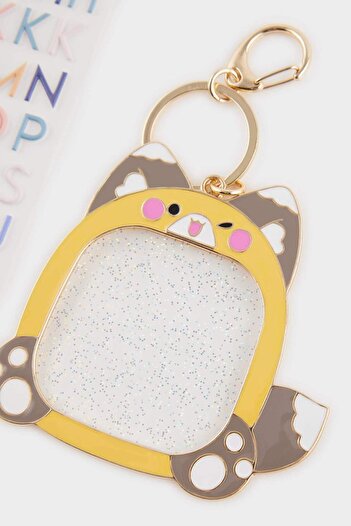 DeFacto Women's Cat-Themed Letter Charm Keychain G1017Axns