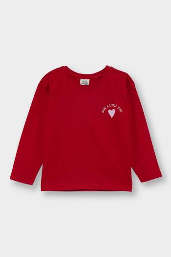DeFacto Baby Girl Crew Neck Heart Patterned 2-Pack Long Sleeve T-Shirt F1416A525Au