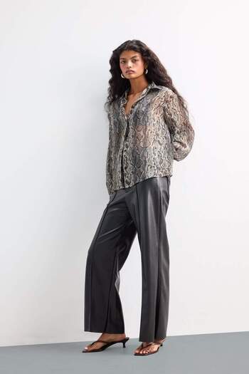 DeFacto Wide Leg Zippered Long Leather Pants G0140Ax25Au