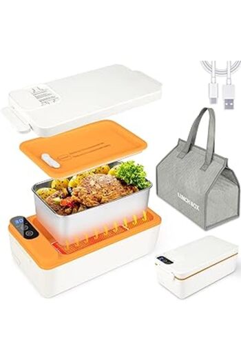 Generic Angju Cordless Electric Lunch Box, No Water Required Heated Lunch Box with Insulated Bag for Car/Hom
