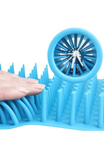 OLLEVRA Silicone Gel Brush Cat Dog Paw Foot Washing Cleaning Bucket (Small)