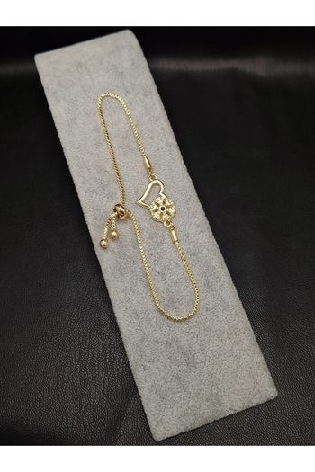 Han Ticarethane Gold Color Stone Heart and Snow Model Bracelet