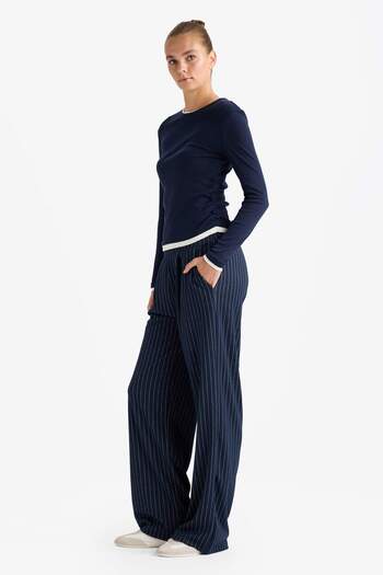 DeFacto Wide Leg Striped Wide Loose Leg Pants G1413Ax25Wn