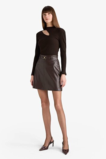 DeFacto A-Line Regular Waist Faux Leather Mini Skirt G1895Ax25Au