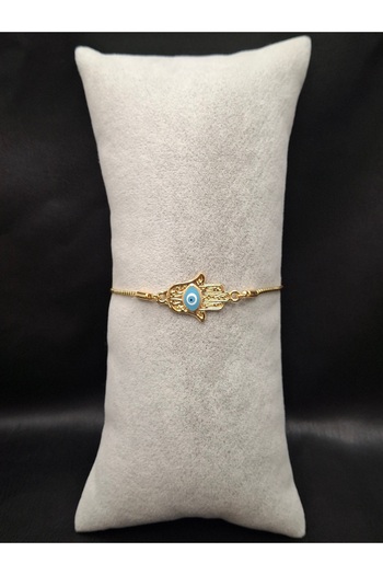 Han Ticarethane Gold Color Evil Eye Beaded Fatma Ana Bracelet