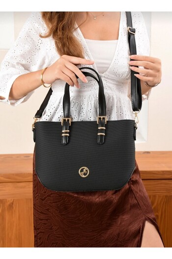 eflanmoda Women's 3-Compartment Adjustable Long Strap Hand and Shoulder Bag Dimensions 32X24 cm