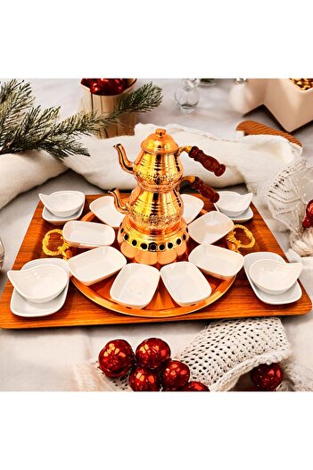 BARITCIOGLU Breakfast Set Presentation Set with Copper Teapot