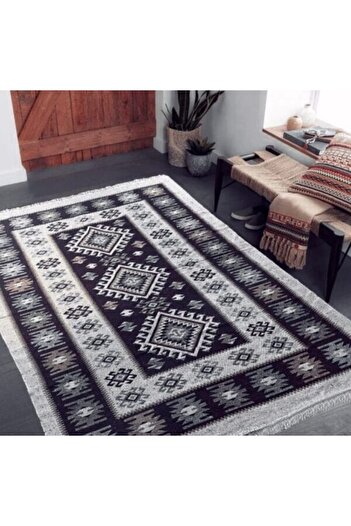 OMS Traditional woven rug, reversible, 60×90 cm gray diamond