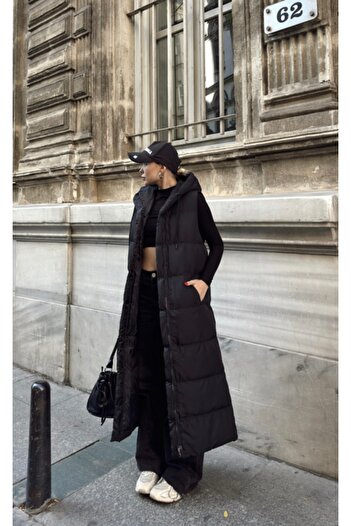 EMİRA LİFE Long Hooded Zip-Up Vest