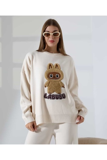 REDMİNA fashion Labubu Patterned Oversize Knitwear Set
