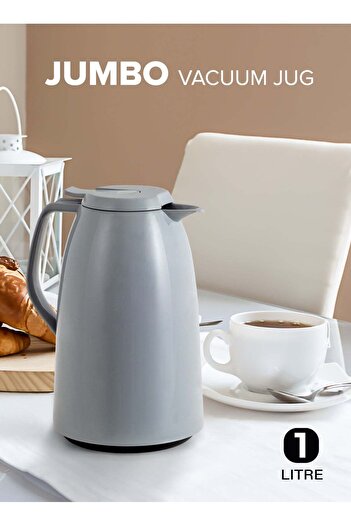 GRANDİ Jumbo Thermos for tea and coffee Gray 1 liter