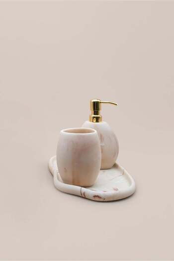 Barine Marble Look Resin 3-Piece Bathroom Set White