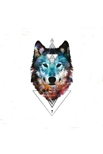 SYGGY Temporary Tattoo for Arm or Leg, Watercolor Wolf