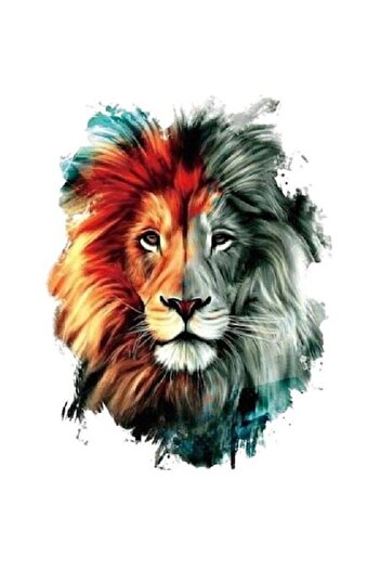 SYGGY Temporary Tattoo for Arm or Leg, Watercolor Lion, 13 x 19 cm