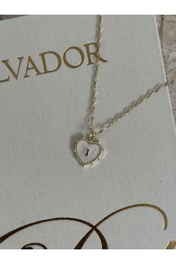 LUXSTONE White Heart Gold Necklace