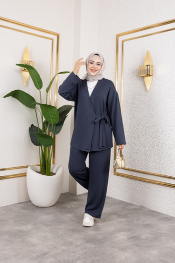 ensade Lace Detailed Kimono Wide Leg Pants Set