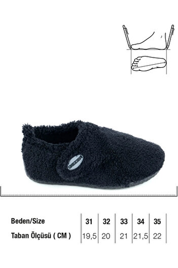 Behtah Kundura Unisex Children's Anti-Slip Sole Wool Velcro Slippers Cotton Lined Multi-Purpose School Nursery Booties Home Booties