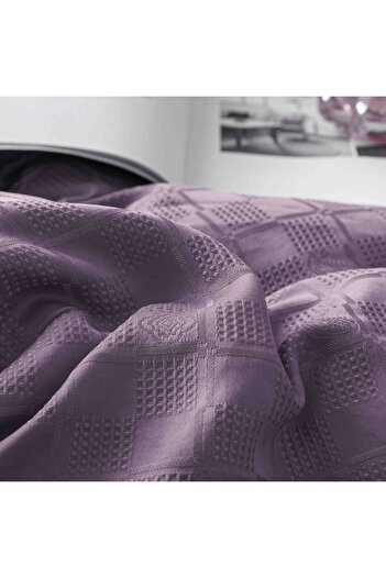 JOJO HOME Bed Linen, 2 Persons, 6 Pieces, Fine Jacquard, Purple