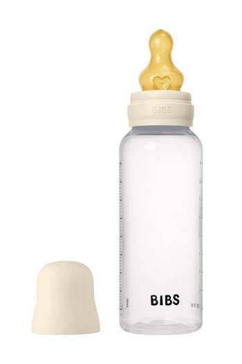 Bibs Pack Of 1 Baby Bottle Round Nipple Latex 270 Ml Medium Flow, Ivory, 2 Months +