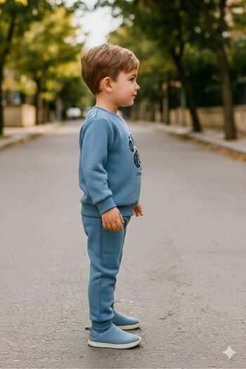 DUBLİNO KİDS Boys' Three-Ply Inner Layered Top and Bottom Set Long Sleeve Sweatshirt and Elasticated Legs Pants