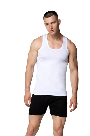 MissKATRE Miss Katre Silver Brand 100% Cotton Combed White Men's Tank Top 6-Piece Set