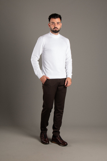 ZEKİ ÖZER Men's Beige Basic Fisherman Knitwear