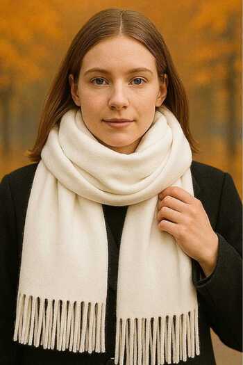 Trenderrs Women's Soft Textured Tasseled Winter Boucle Scarf Shawl