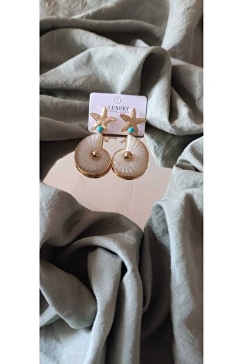 LUXURY Stainless Steel Earrings with Starfish & Seashell Design