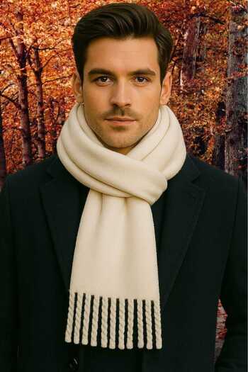 Trenderrs Men's Soft Textured Tasseled Winter Boucle Scarf Shawl
