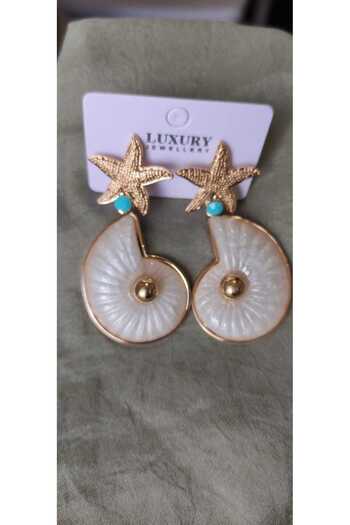 LUXURY Stainless Steel Earrings with Starfish & Seashell Design