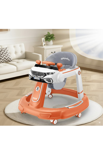 Baby Walker Foldable Baby Walker, Musical Play Tray, Adjustable Seat & Dining Chair Mode