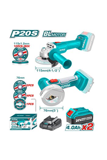 TOTAL Total TOSLI2211415 2-in-1 Battery-Powered Side-Head Rocket Set and Disc Set 20V