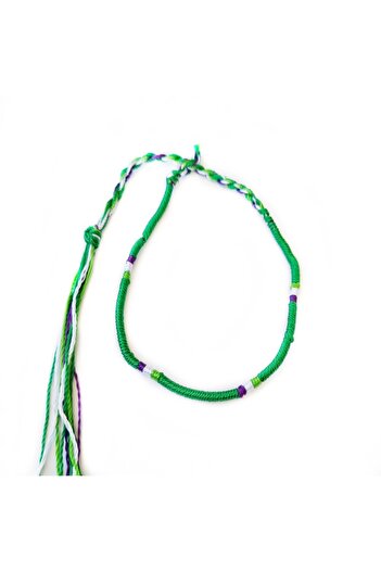 Wild Bracelets Adjustable textile bracelet, for hand and foot, made of silk, Green
