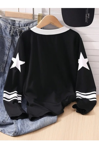 Touz Moda 28 Number Star з принтом V-подібним коміром Oversize Sweatshirt