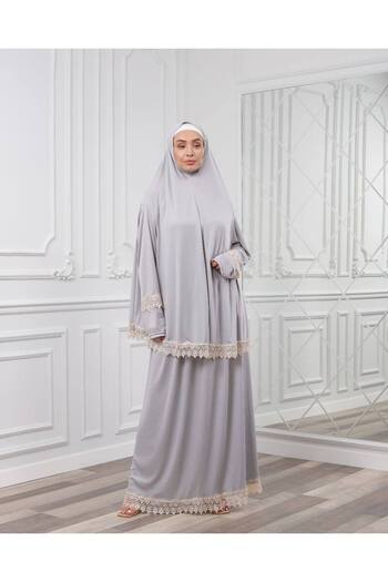 ALDAİR Double Piece Women's Hijab Embroidered Prayer Dress Anti-Sweat Prayer Clothing