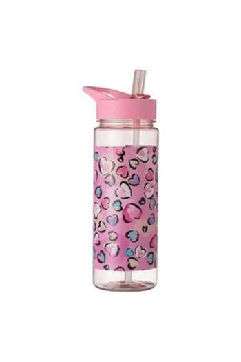 oemco Sticla Apa Flip Top din Plastic Roz Inimi pentru Copii 650ml