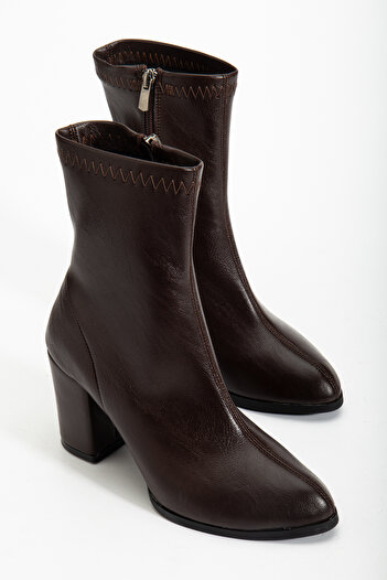 NASSAN Women's Black Pointed Toe Medium Heeled Boots
