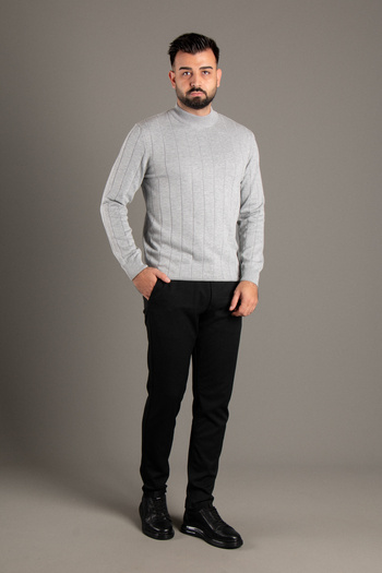 ZEKİ ÖZER Men's Gray Patterned Fisherman Tricot
