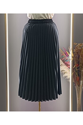tesettürgiyim Women's Leather Look Skirt