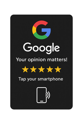CUSTOM Set of 5 Google NFC Rating Cards – Easily collect your customer reviews