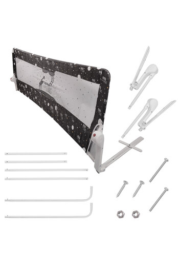CIUPIGo Bariera de Protectie pentru Pat Copii XXL CIUPIGo®, 200cm Lungime, Rabatabila, Plasa Gri-Negru
