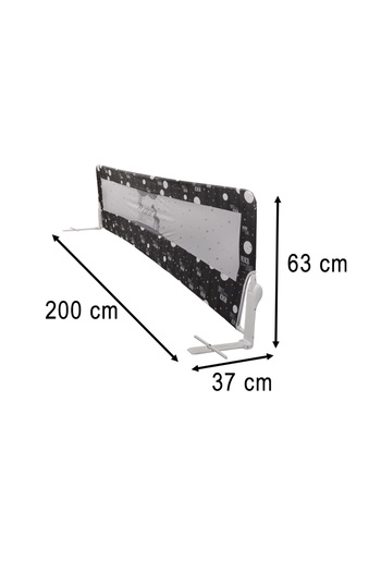 CIUPIGo Bariera de Protectie pentru Pat Copii XXL CIUPIGo®, 200cm Lungime, Rabatabila, Plasa Gri-Negru