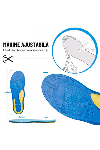 OEM Set of 2 Orthopedic gel insoles, daily use, adjustable size 35.5-40.5