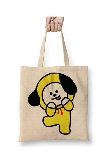 Toyaso Bt21 Chimmy Bts White Cloth Bag Long Handle Shopping Bag Beach Bag