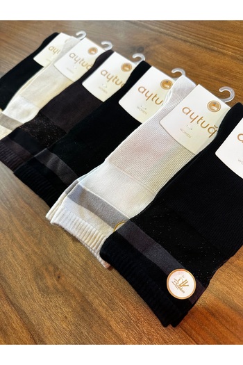 Aytuğ Premium Bamboo Tulle Detail Soft Comfortable Socks 6 Pack