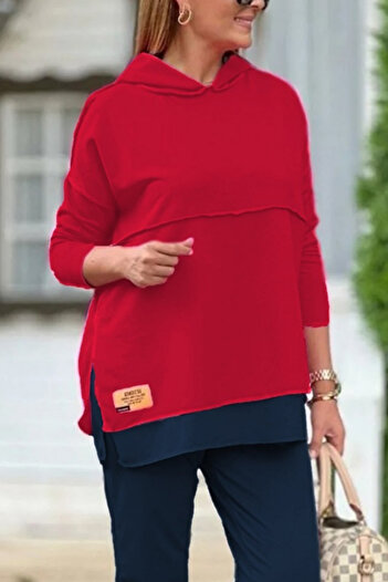 JANES New Season Women's Hooded Skirt with Embroidered Detail at the Hem, Reverse Stitching Look, Two-Piece Set
