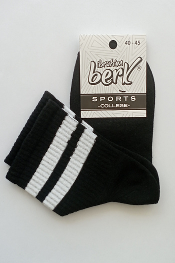 İbrahim Berk 6 Pairs Men's College Socks Black Striped College Sports Socks