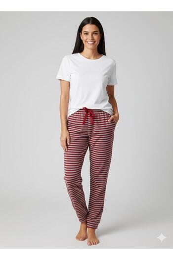 FAMES PİJAMA Winter Striped Women's Pajama Bottoms