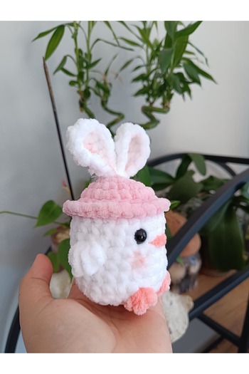 KREATİF TASARIM Rabbit with Hat Amigurumi Hand Knitted